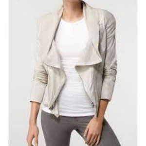 Alice and Olivia Stephan Leather/Cotton Moto Jacket, L